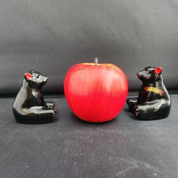 Black Bear Cub Salt Pepper Shakers Set Kitsch Albany New York Souvenir Vtg Japan - Picture 1 of 9